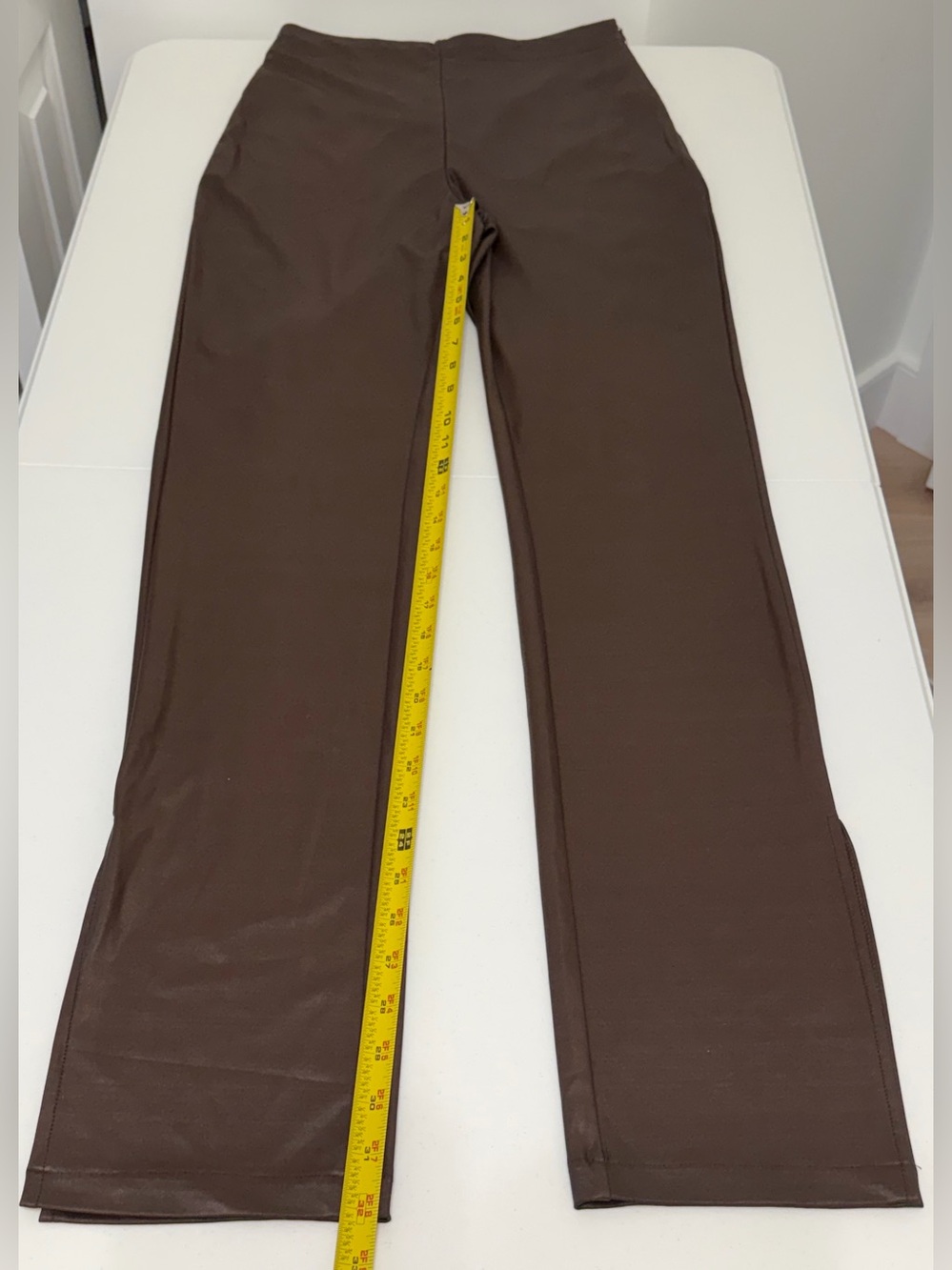 Suzanne Betro SBetro Faux Leather Straight Leg Split Hem Pants S NWT - Picture 3 of 11